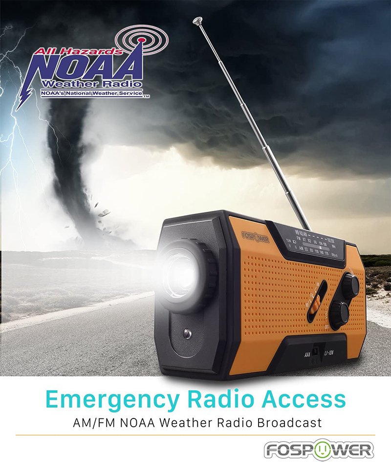 FosPower Emergency Solar Hand Crank Portable Radio
