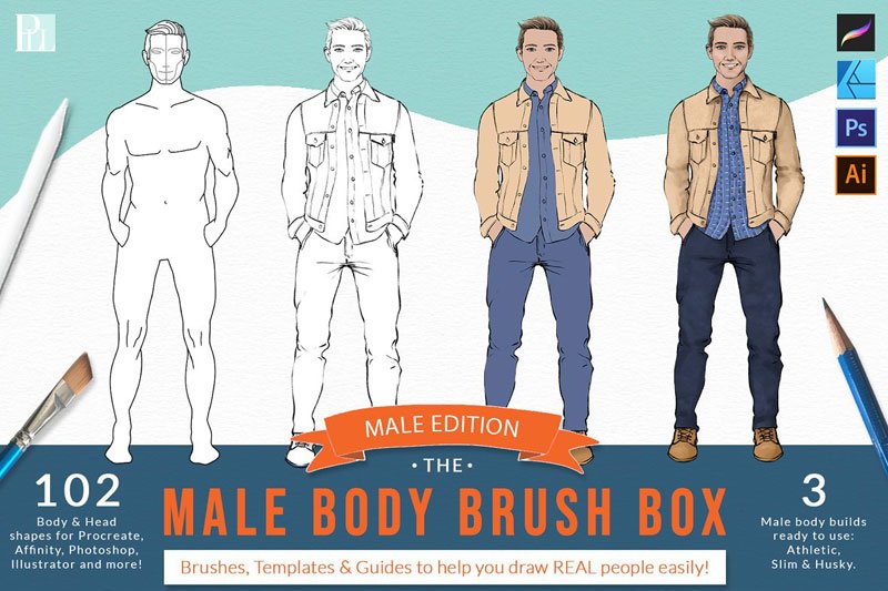 Male Body Brushes -Procreate & More!