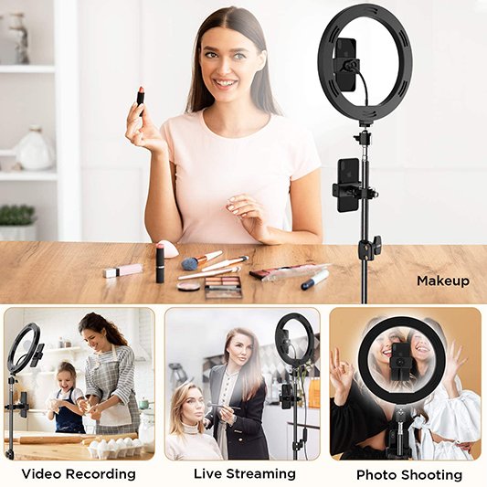 Selfie Ring Light with Tripod Stand & 2 Phone Holders