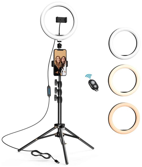 Selfie Ring Light with Tripod Stand & 2 Phone Holders