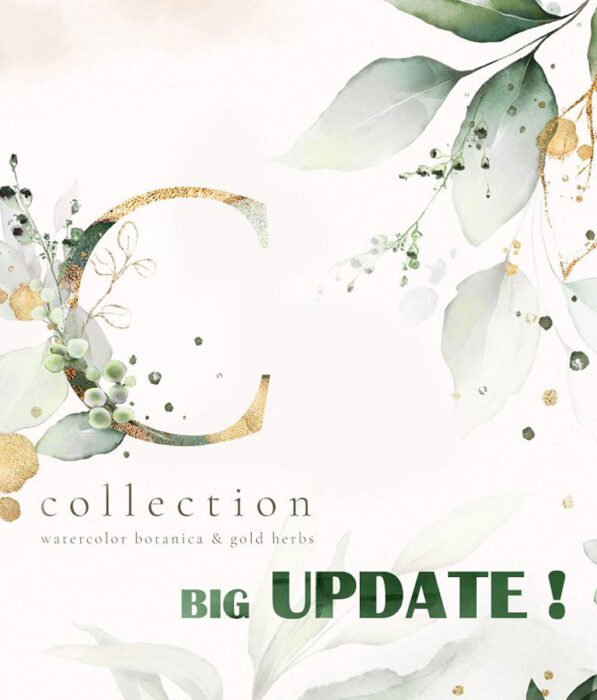 Watercolor & Gold Leaves Collection