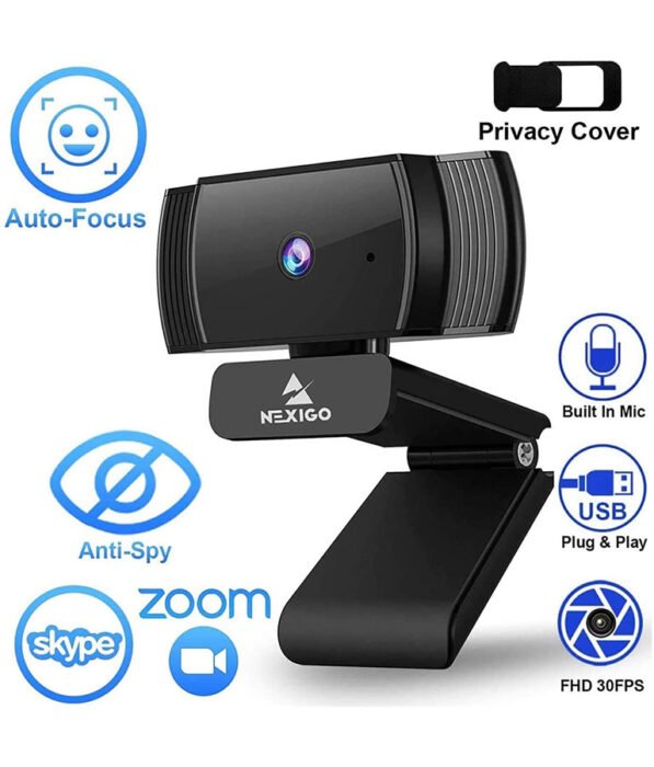 2021 AutoFocus 1080p Webcam with Stereo Microphone and Privacy Cover