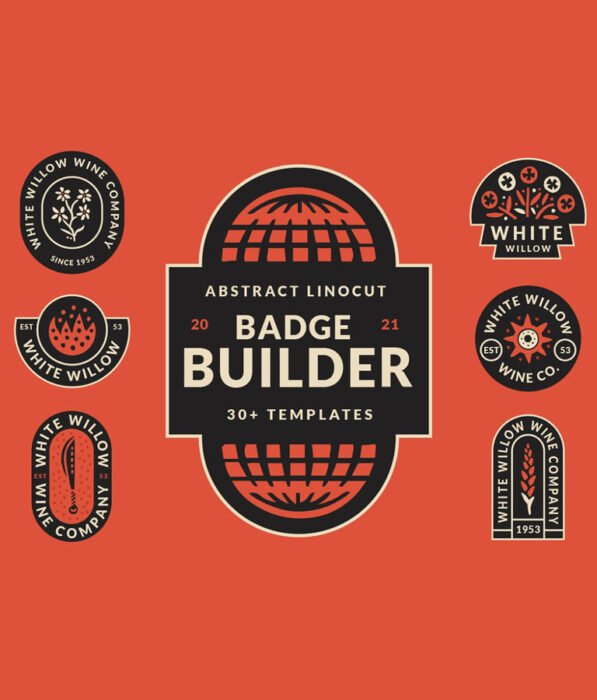 Abstract Linocut Badge Builder