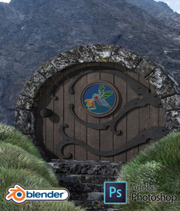Blender 2.9 & Adobe Photoshop 3D Modeling a Hobbit Door