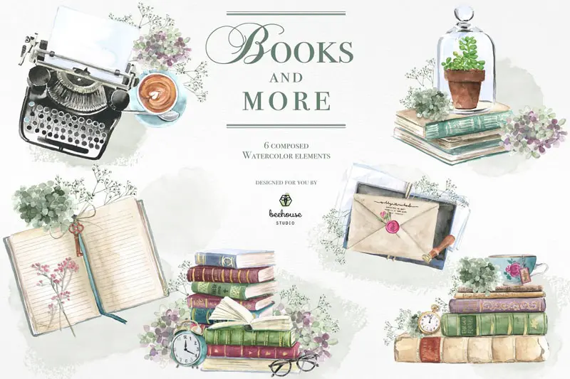 Books&More Watercolor Illustrations