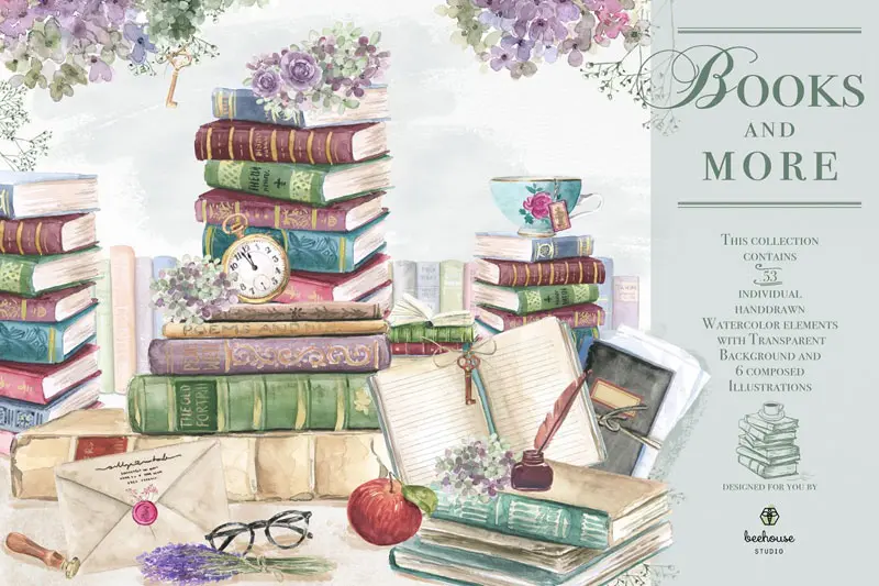 Books&More Watercolor Illustrations