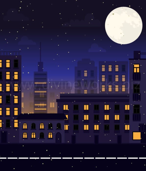 Download Free City At Night Vector by Divine Works