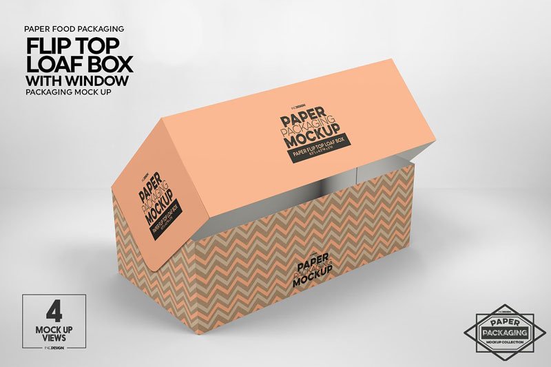 Flip Top Loaf Box Packaging Mockup