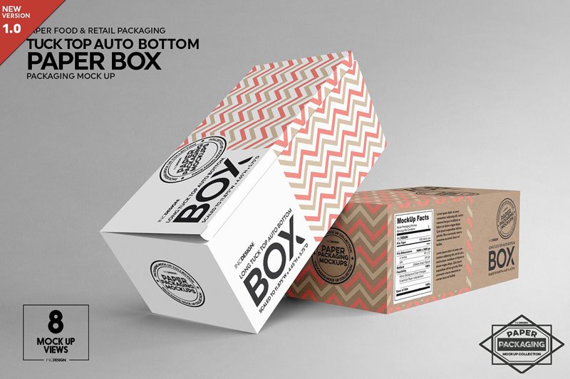 Long Top Tuck Auto Bottom Box Mockup