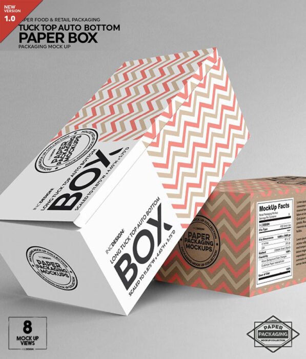 Long Top Tuck Auto Bottom Box Mockup