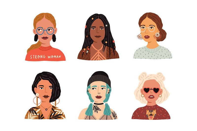 Modern Women Portraits Set