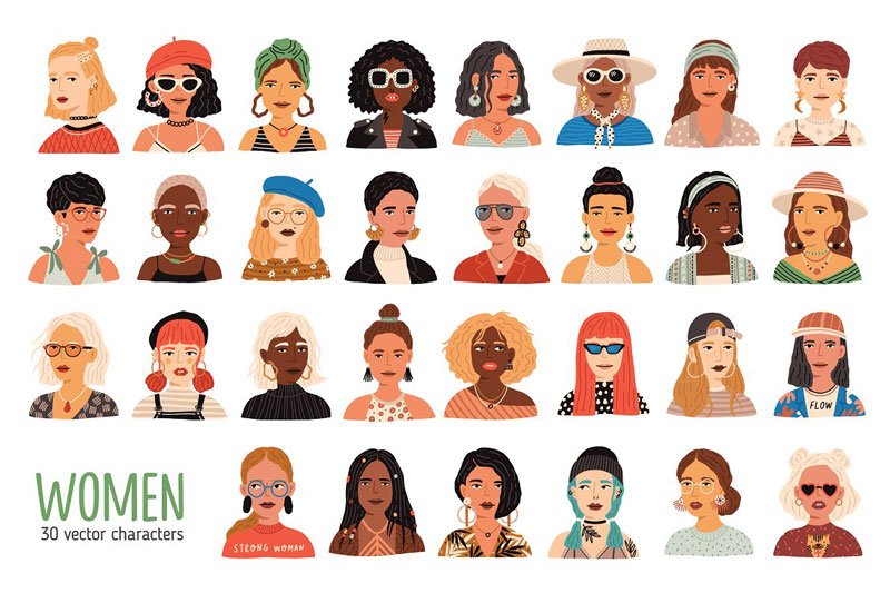 Modern Women Portraits Set