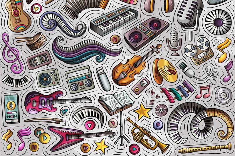 Music Cartoon Objects Set