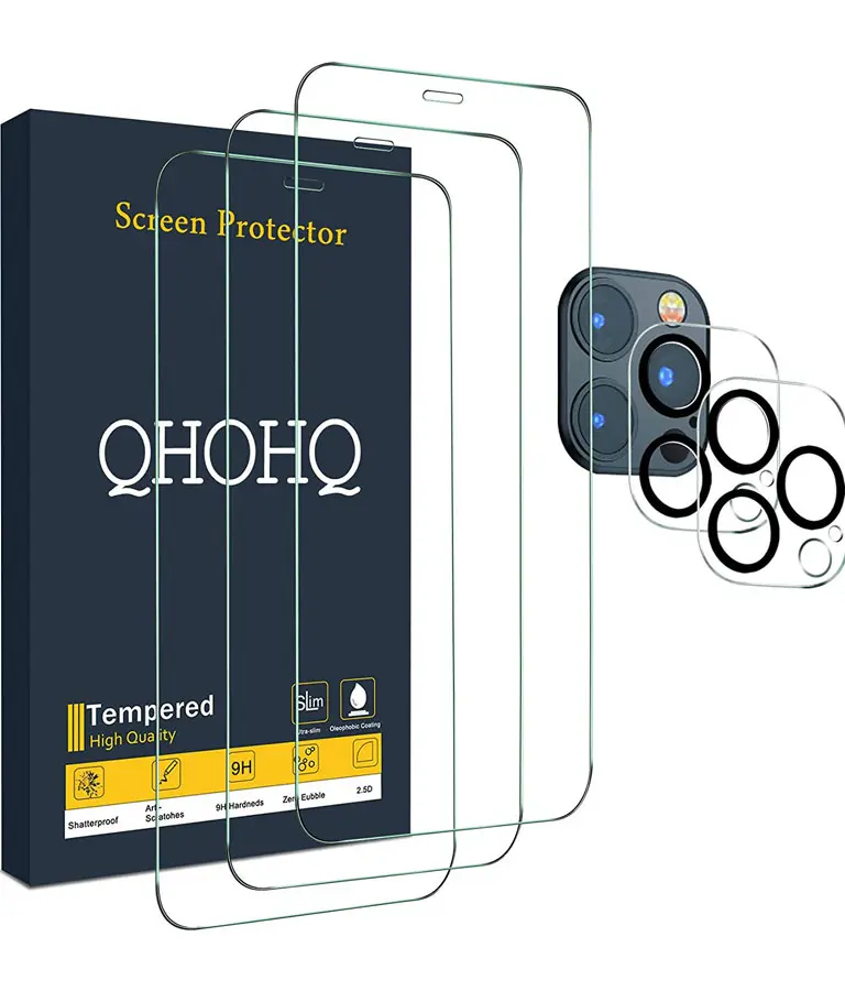 QHOHQ 3 Pack Screen Protector for iPhone 12 Pro Max