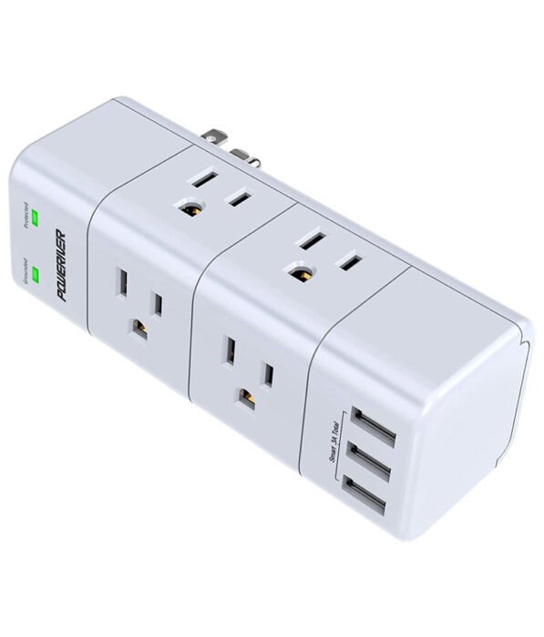 Surge Protector Wall Mount Outlet Splitter with Rotating Plug