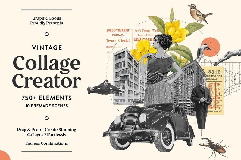 Vintage Collage Creator 750+ Assets