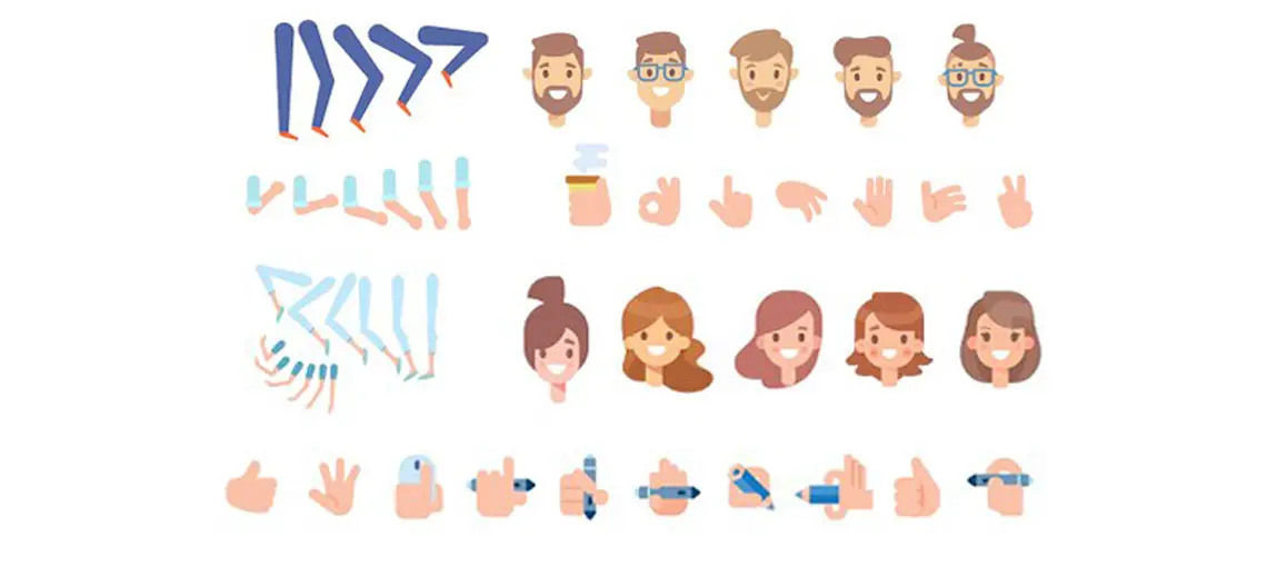 Male and Female Animation Vector Set