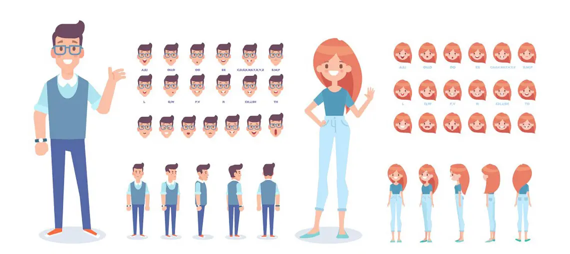 Male and Female Animation Vector Set