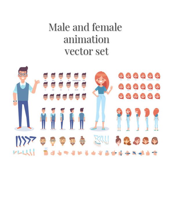 Male and Female Animation Vector Set