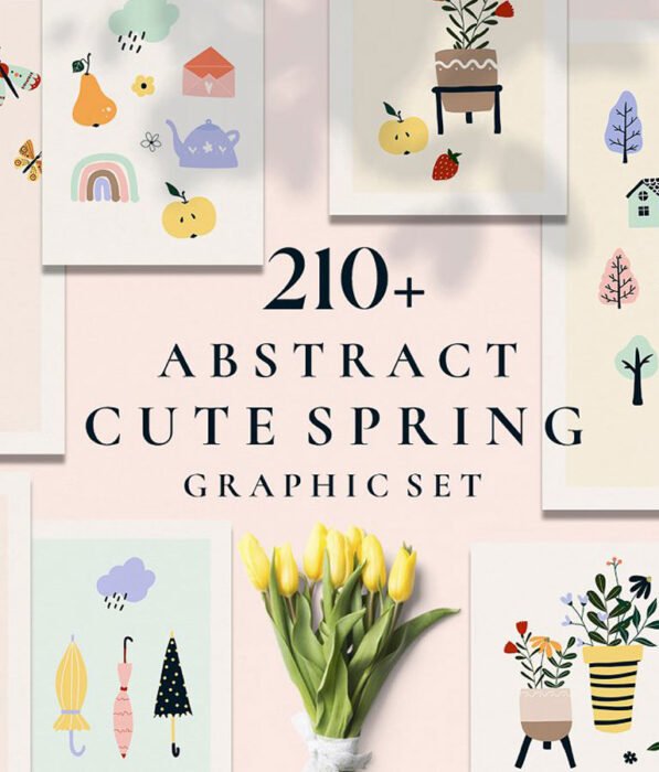 SPRING season abstract graphic set