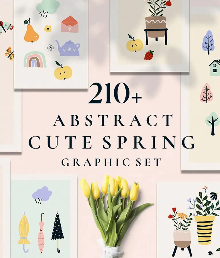 SPRING season abstract graphic set