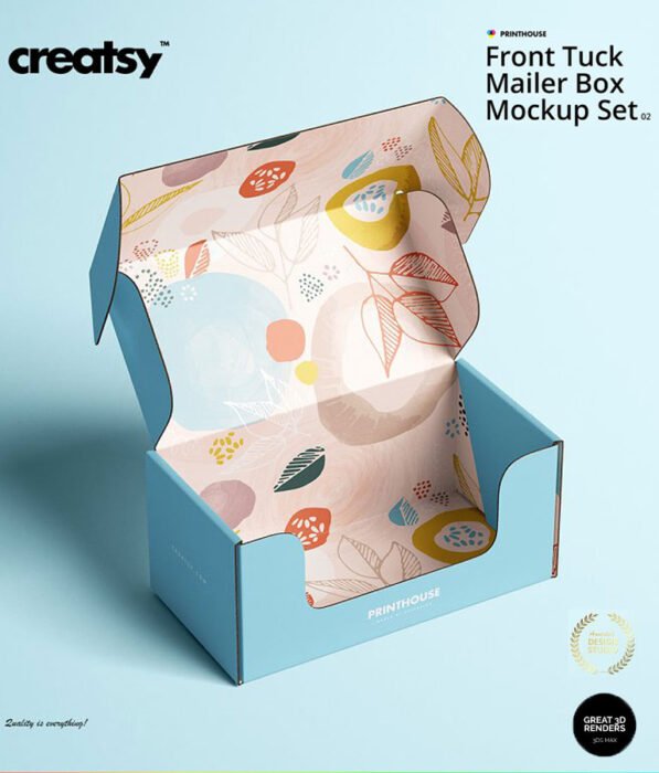 Front Tuck Mailer Box Mockup Set 02