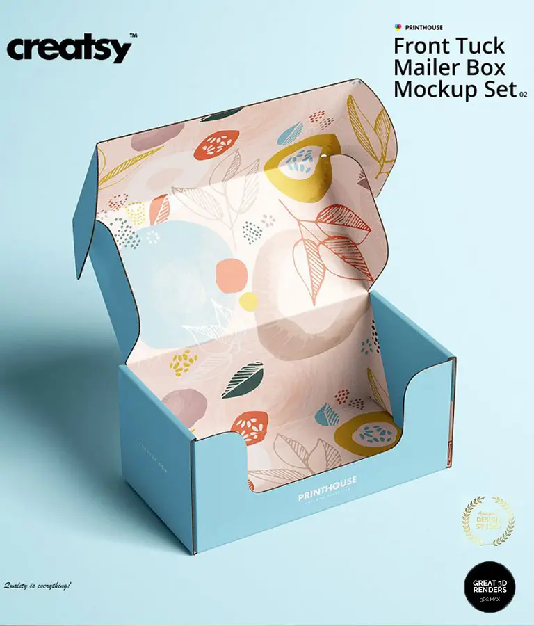 Front Tuck Mailer Box Mockup Set 02