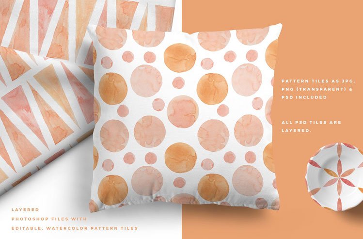 Sunset Watercolor Seamless Patterns
