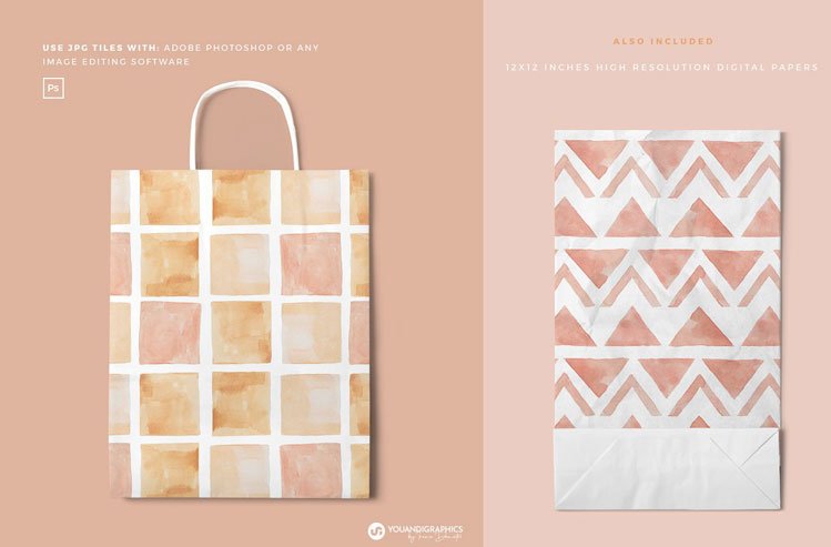 Sunset Watercolor Seamless Patterns