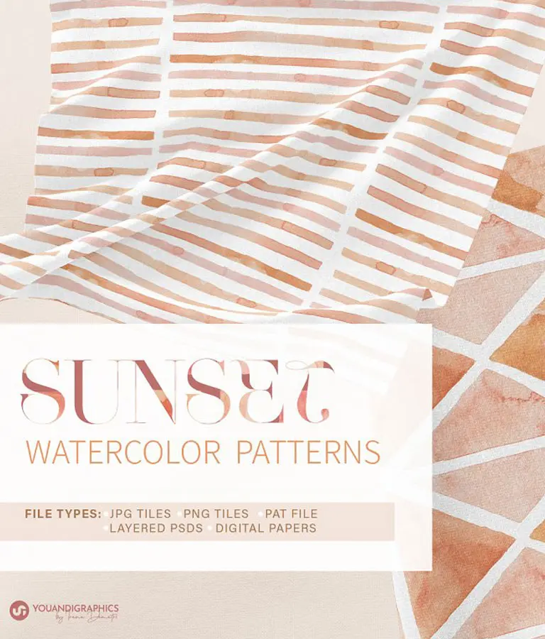 Sunset Watercolor Seamless Patterns