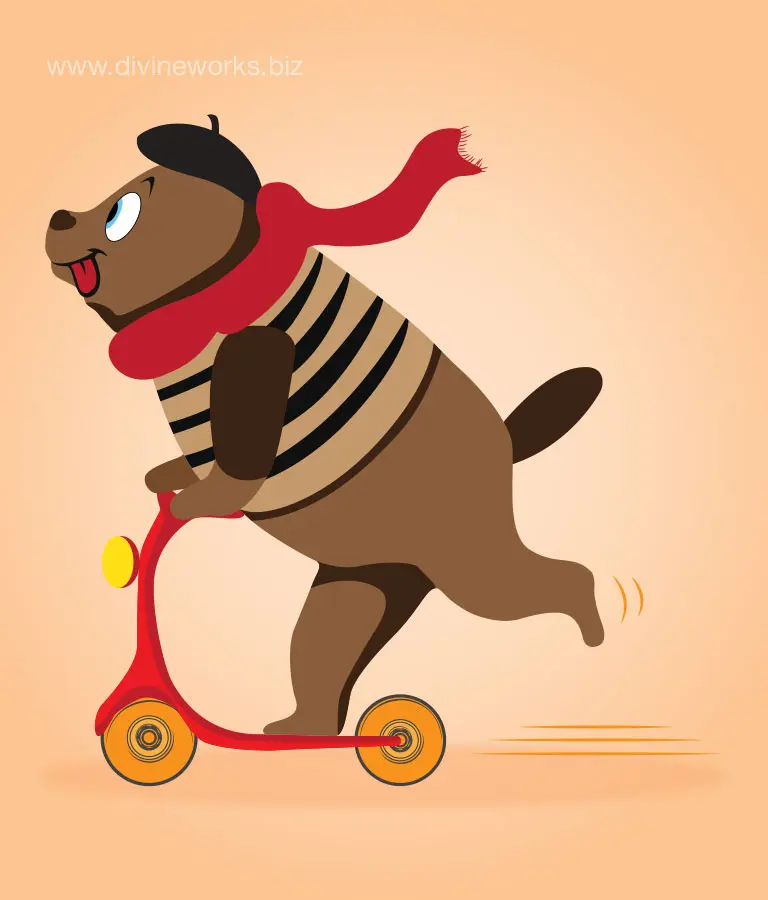 Download Free Bear Scooter Vector Art by Divine Works