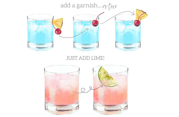Cocktail Watercolor Clipart Set