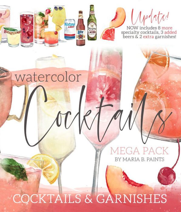 Cocktail Watercolor Clipart Set