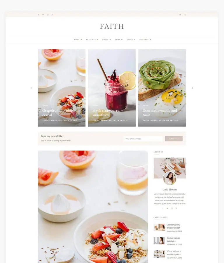 Faith - Blog & Shop WordPress Theme