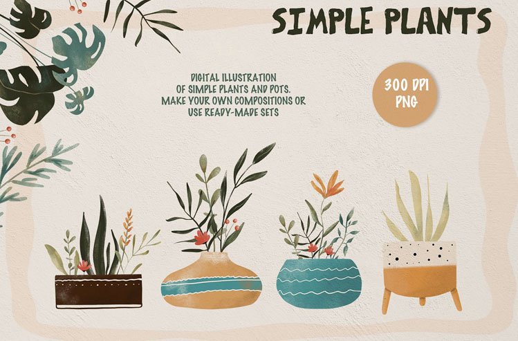 SIMPLE PLANTS - Modern clipart