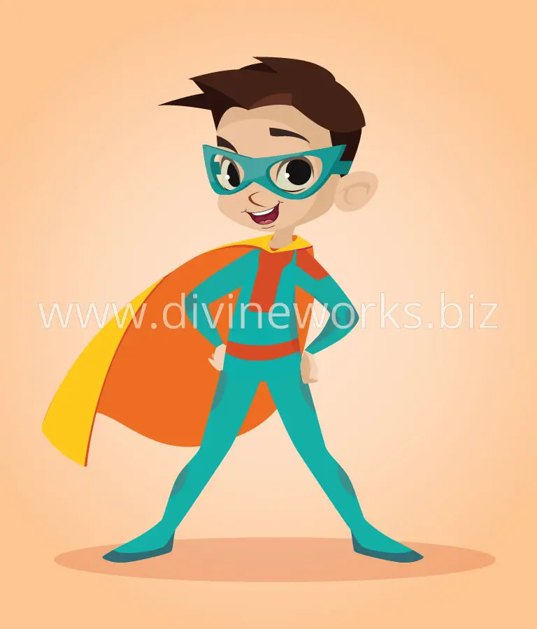 Download Free Super Kid Vector Character by Divine Works
