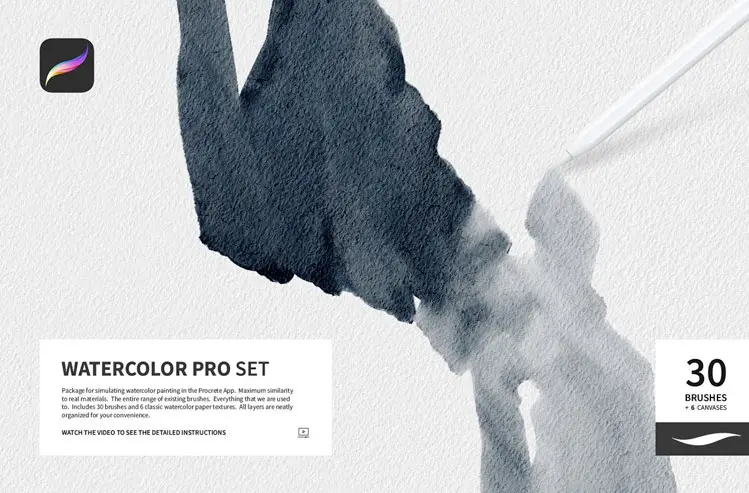 Watercolor Pro Set for Procreate