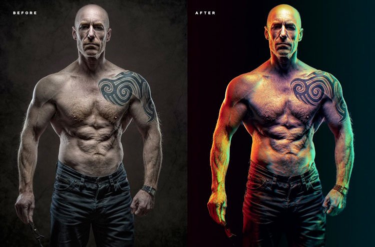 Dual lighting Gel Photoshop Action