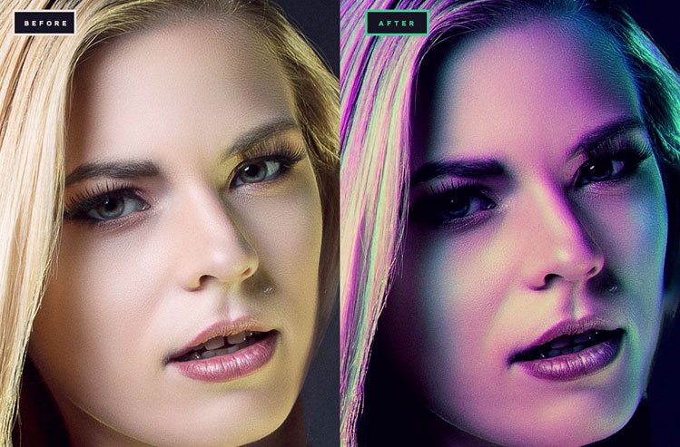 Dual lighting Gel Photoshop Action