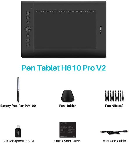 Huion H610 Pro V2 Graphic Drawing Tablet