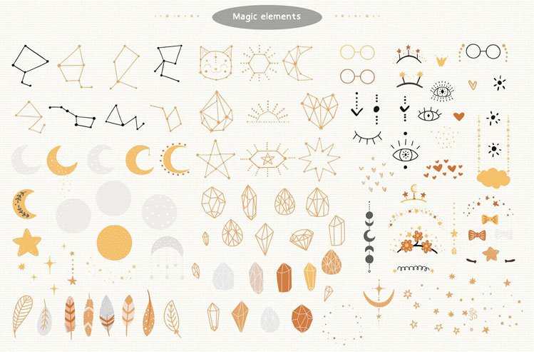 Magic Boho Cats / Baby Animal Set