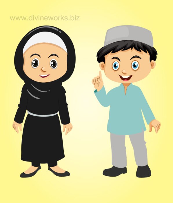 Muslim Kids Characters Vector