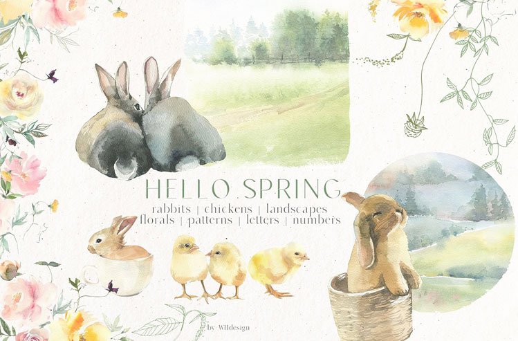 Watercolor Floral Bundle 90 in1