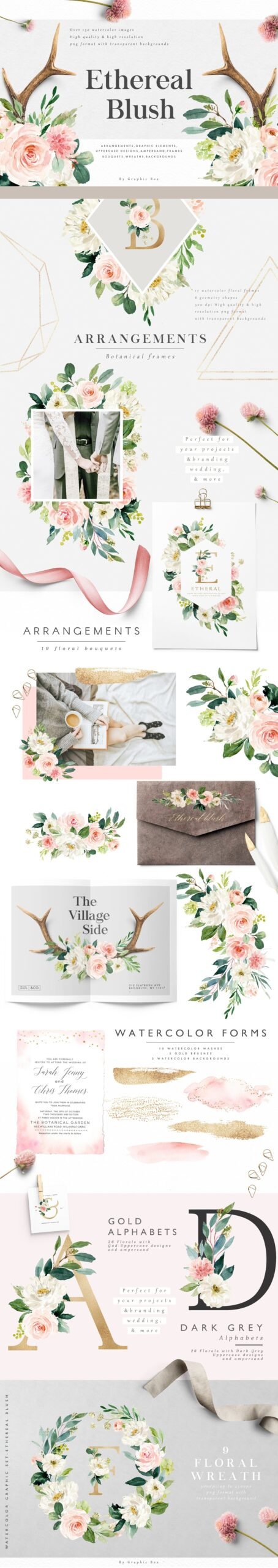 Ethereal Blush Florals Graphic Set