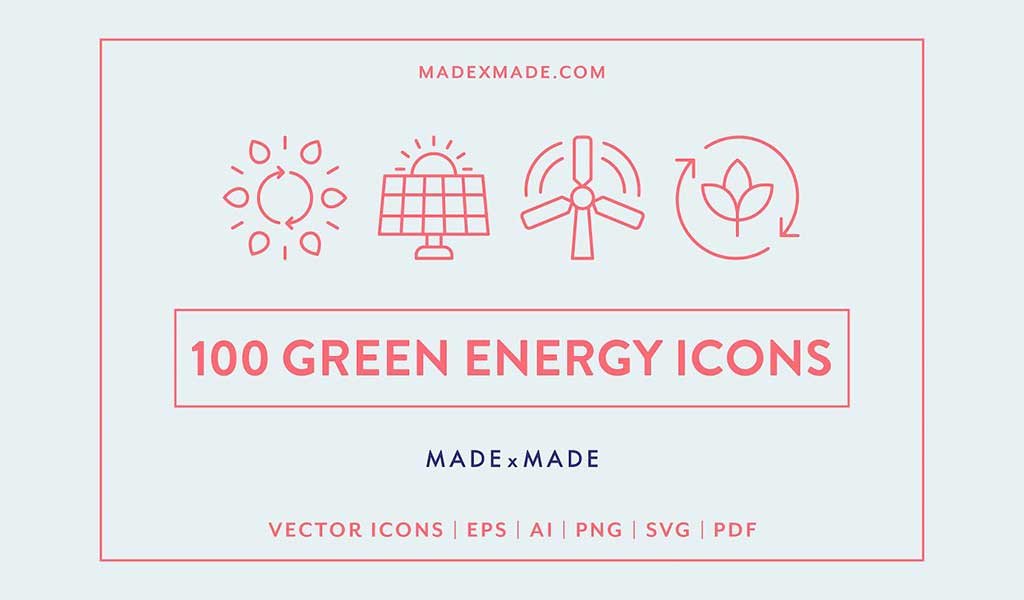 Green Energy Line Icons