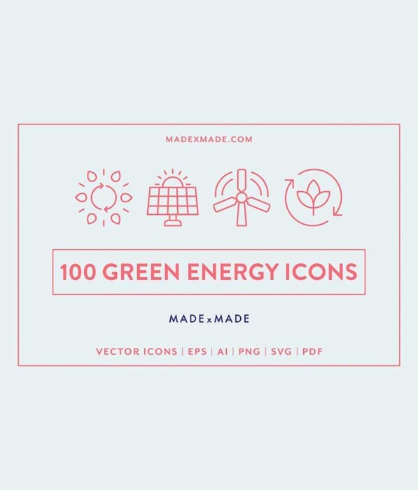 Green Energy Line Icons