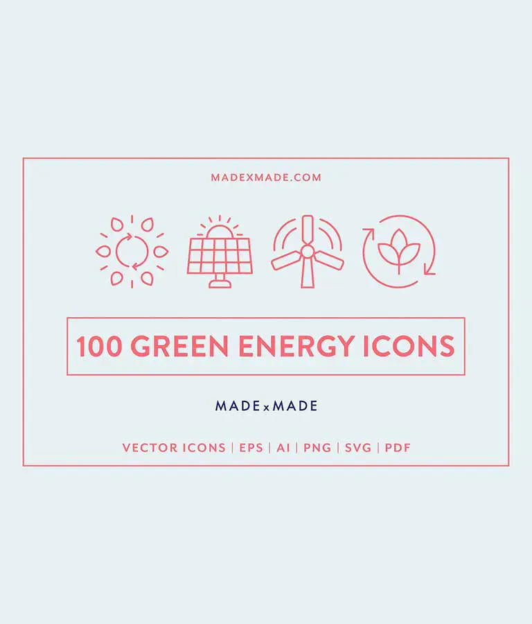Green Energy Line Icons