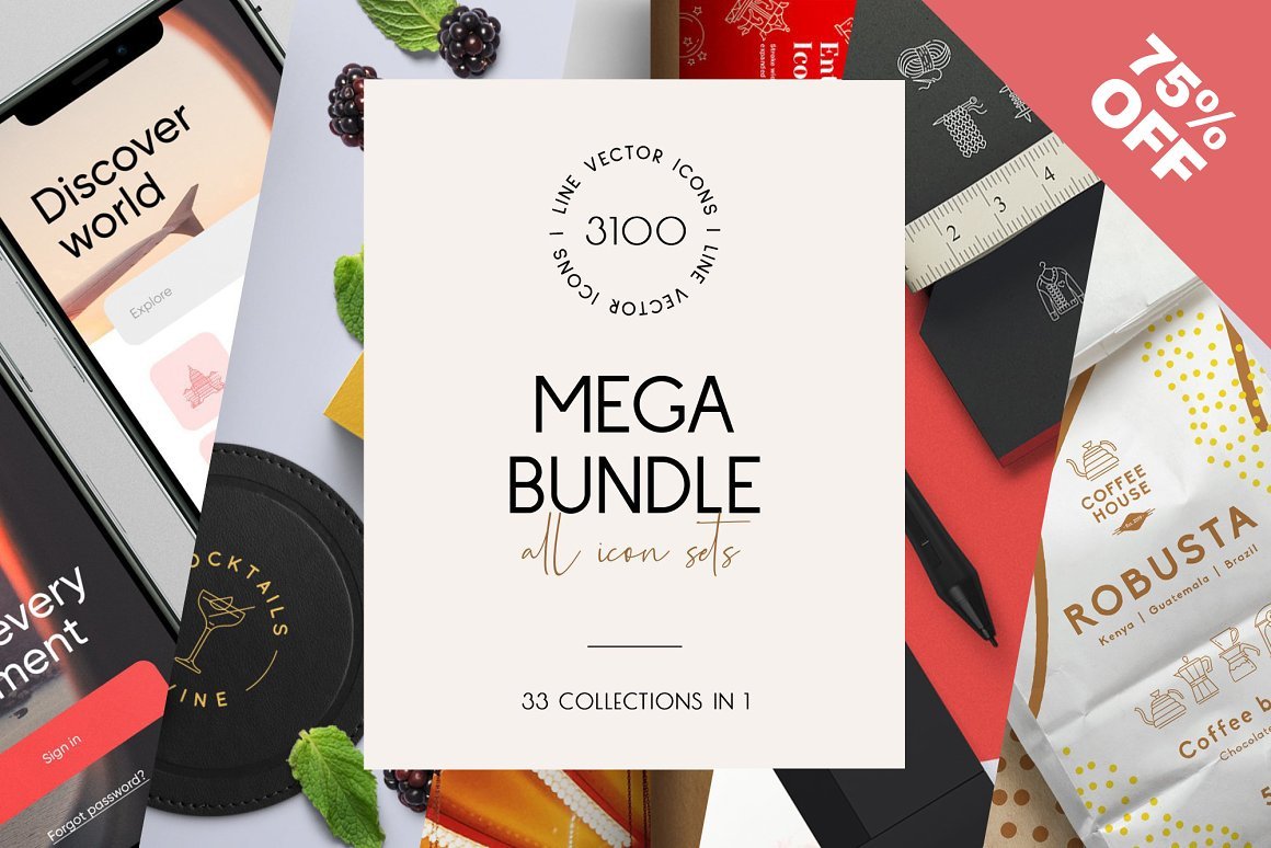Mega Bundle 3100 line icons