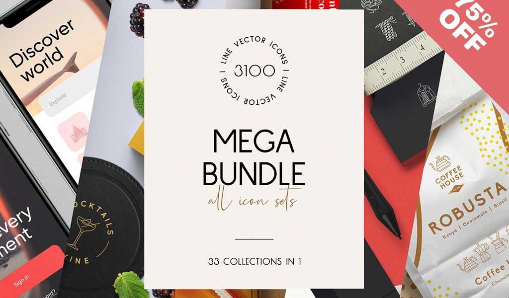 Mega Bundle 3100 line icons