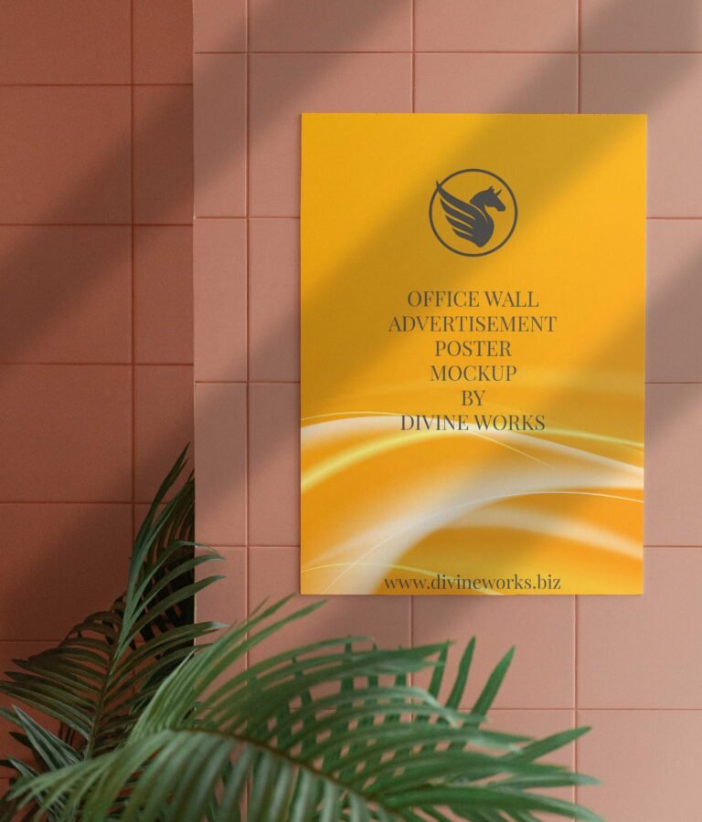 Office Wall Poster Mockup PSD free Download